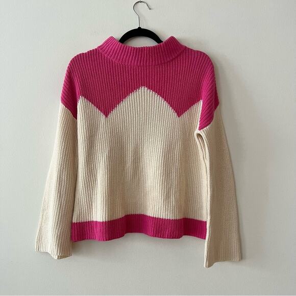 J. Crew x The Reeds Pink & Cream Chevron Ski Sweater - Picture 2 of 9
